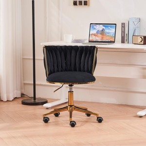 Office Desk Chair, Upholstered Home Office Desk Chairs with Adjustable Swivel Wheels - 1 of 4