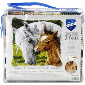 Vervaco Cushion Latch Hook Kit 16"X16"-Horse & Foal - 1 of 4