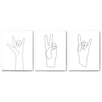 Americanflat Hand Line Drawings by Explicit Design Triptych Wall Art - Set of 3 Canvas Prints