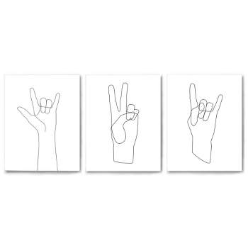 Americanflat Modern Hand Line Drawings By Explicit Design Triptych Wall Art - Set Of 3 Canvas Prints