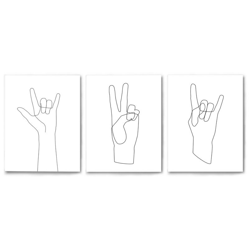 Americanflat Modern Hand Line Drawings By Explicit Design Triptych Wall Art - Set Of 3 Canvas Prints, 1 of 7