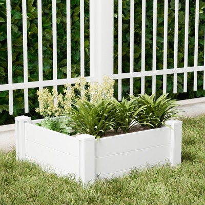 Lirago 28" x 28 x13" White PVC Modular Garden Fence Panel Durable Easy to Install Soil Improvement Solution
