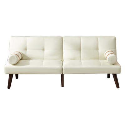 GustoWave Convertible Sofa Bed, Futon Linen Sleeper Couch with Adjustable Backrests Soild Wood Legs for Bedroom Living Room, White
