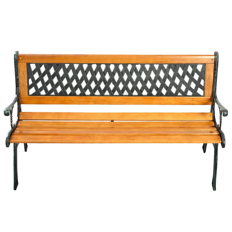 Tangkula Garden Metal Bench Porch Path Hardwood Chair for Patio Park  Outdoor Deck, 5 of 10