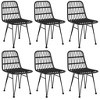 vidaXL Garden Dining Set Black Steel, polyethylene, tempered glass - Black 63" table length 6 - 4 of 4