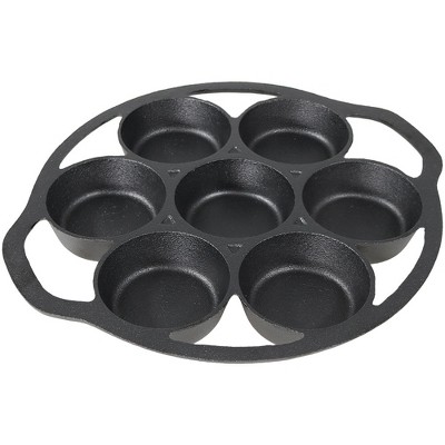 Sunnydaze Indoor/Outdoor Heavy-Duty Pre-Seasoned Cast Iron Popover Cupcake Biscuit Muffin Pan - 11" - Black