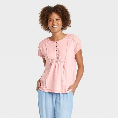 Women's Short Sleeve Henley Shirt - Knox Rose™