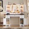 PAKASEPT Farmhouse Vanity Desk with Mirror and Lights, 59‘’ H Makeup Vanity with 3 Lighting Modes& Charging Station, 5 Drawers, 4 Cabinets - 3 of 4