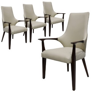 LeisureMod Elm Modern Dining Arm Chair in Leather Upholstery with Wood Legs for Mid-Century Kitchen and Home, Set of 4 - 1 of 4