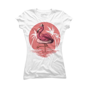 Junior's Design By Humans Flamingo Summer Vibes By kai2day T-Shirt - 1 of 3