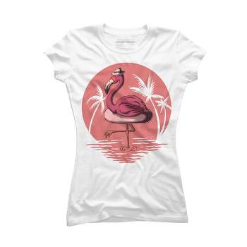 Junior's Design By Humans Flamingo Summer Vibes By kai2day T-Shirt