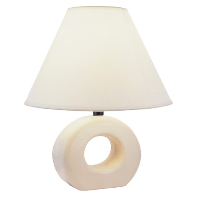 12" Traditional Small Ceramic Table Lamp with Cut Out Base Ivory - Ore International