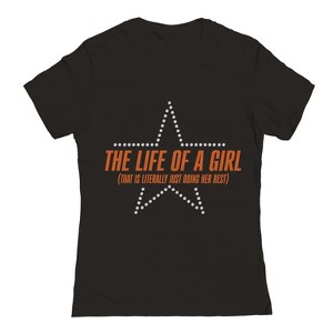 Rerun Island Women Doing Her Best Music Pop Culture Short Sleeve Graphic Cotton T-Shirt - Black Small - 1 of 4
