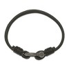 Black Bow Jewelry Antiqued Plated Stainless Steel Black Leather Shackle Bracelet, 8 Inch - 2 of 4