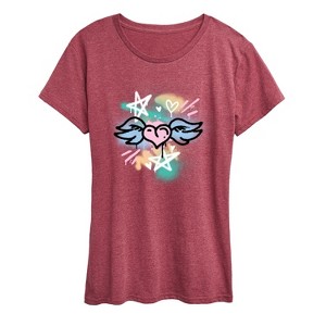 Women's - Instant Message - Spray Paint Heart Short Sleeve Graphic T-Shirt - 1 of 4