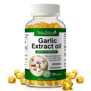 Mulittea Organic Odorless Garlic Capsules 5000mg – Heart, Immune & Digestive Support - 120 Softgels - 1 of 4