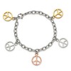 Chisel Stainless Steel Polished Rose and Yellow IP-plated Peace Sign Charms 8.5" Bracelet - 4 of 4