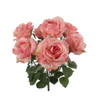 Floral Home 20" Pink Rose Bush - 6-Pieces