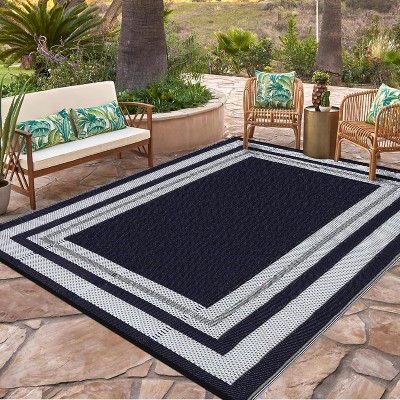 Outdoor Rug Waterproof Reversible Outdoor Plastic Straw Rugs RV Mat Modern Border Indoor Outdoor Carpet for Patio Camping Balcony Deck Backyard Porch