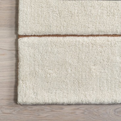 Handmade Ivory Geometric Wool Runner Rug, 2' 6" x 8'