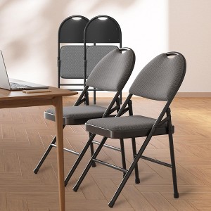 4 Pack Fabric Padded Folding Chairs, Commercial Metal Folding Chair with Padded Back, 350 Lbs Weight Capacity Comfortable Foldable Chair - 1 of 4