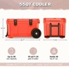 SOZT Red 55 qt. Portable Chest Cooler, Leak-Proof Outdoor Insulated Cooler with Handle and Wheels for Camping, Beach, Boat - 2 of 4
