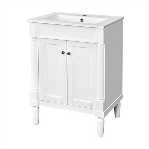Tramull Bathroom Vanity with Top Sink, Modern Storage Cabinet, Single Sink Design with 3-Hole Basin for Faucets - 1 of 4