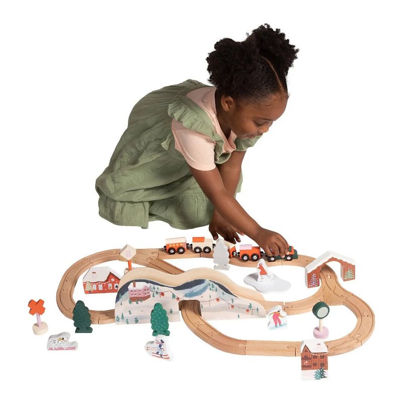 Manhattan Toy Alpine Express 49-Piece Wooden Toy Train Set with Scenic Accessories for Toddlers 3 Years and Up, 2 of 7