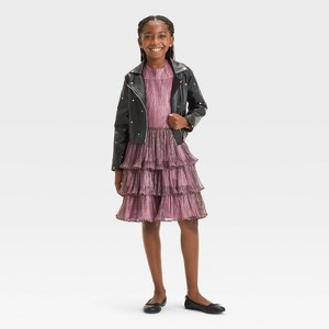 Girls' FAO Schwarz Leather Jacket & Dress Set - Black - 1 of 4