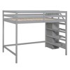 XIYUYEU Full Size Loft Bed Pine Bed Frame with Wardrobe, Stairs and Guardrail, Gray - 3 of 4