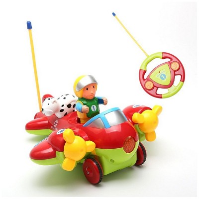 Insten Remote Control Cartoon Airplane with Music, Lights & Action Figures, RC Baby Toys for Toddler & Kids, Red