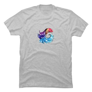 Men's Design By Humans Colorful Betafish Sparkles By GalacticBetta T-Shirt - 1 of 2