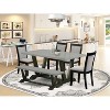 HomeStock 6-Piece Rectangle Natural Oak Finish Solid Wood Top Dining Table with 1-Bench, 4 Upholstered-Chairs - 2 of 4