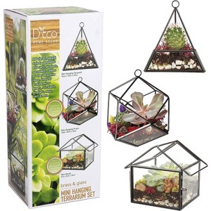 D'Eco Glass Geometric Plant Terrarium 3Pk - Hanging Triangle, House & Prism Planters - Home, Garden & Office Botanical Decor - Gift for Plant Lovers - 1 of 4