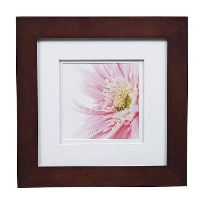 Gallery Solutions 8&#34;x8&#34; Flat Walnut Tabletop Wall Frame with Double White Mat 5&#34;x5&#34; Image, 1 of 5