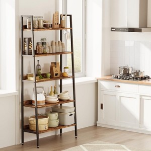 5 Tier Bookcase with Open Display Shelf, Vintage Industrial Style Display Shelf with Metal Frame for Living Room, Bedroom, Office - 1 of 4