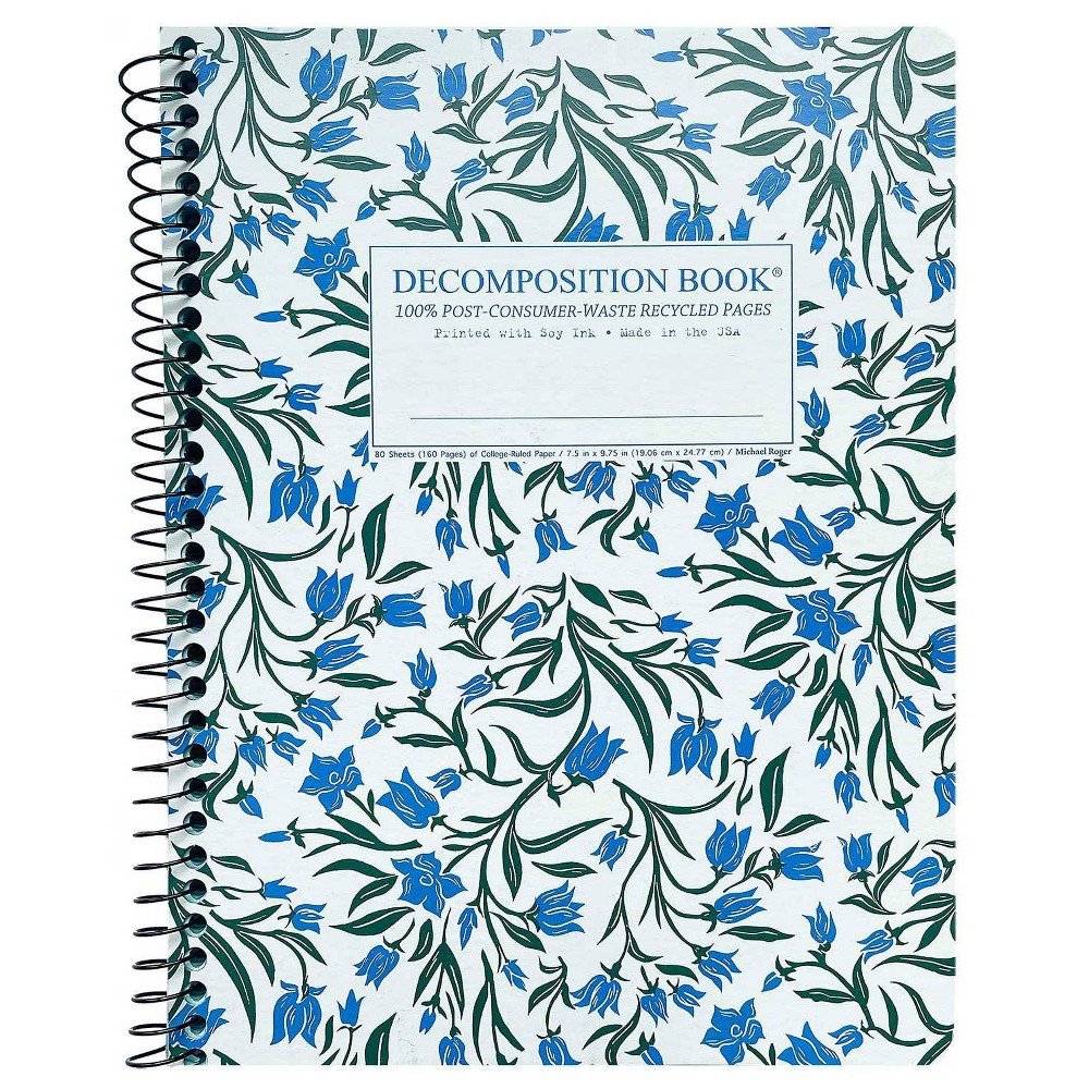 (Pack Of 2) Decomposition Book 160 Sheet College Ruled Spiral Notebook 7.5"x9.75" Bluebells 