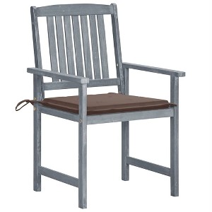 vidaXL Set of 8 Patio Chairs with Cushions - Robust Solid Acacia Wood - Gray and Taupe - Easy to Assemble - Weather-Resistant for Outdoor Use - 1 of 4