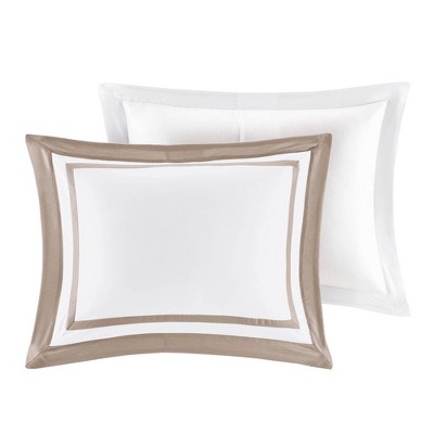Taupe Full Microfiber 8-Piece Bedding Set with Decorative Pillows