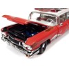 1959 Cadillac Eldorado Ambulance Red w/White Top Malibu Beach Rescue Weathered w/Surfboards 1/18 Diecast Model Car by Auto World - 3 of 4