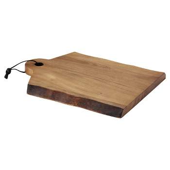 Vintage MCM Organic Shape Solid Wood Cutting Board w/ Leather Tie