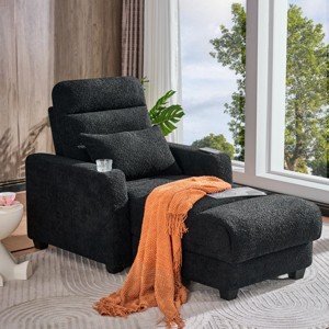 Chaise Lounge Chair,Electric Lounge Chair With Adjustable Backrest,Pillow,Wireless Charging And Cup Holder,Armchair For Living Room-Cuddlewood - 1 of 4