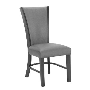 2pc Contemporary Glam Upholstered Dining Side Chair Padded Plush Gray Fabric Upholstery Rich Black Color Wooden Furniture - 1 of 4