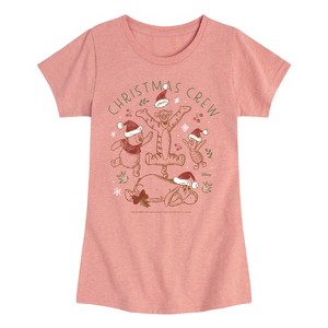 Girls' - Winnie the Pooh - Tigger, Pooh, Eeyore, & Piglet Christmas Crew Fitted Short Sleeve Graphic T-Shirt - 1 of 4