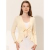 INSPIRE CHIC Women's Tie Front Long Sleeve Crop Ruffle Knit Cardigan Sweaters - 2 of 4