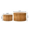 Vintage Round Nesting Coffee Table Set Of 2,Coffee Table With Vertical Textured Embossed Design,Wooden Living Room Coffee Table-Coolbibila - 4 of 4