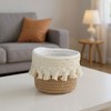 Anna-Kaci Round Woven Storage Basket with Tassel Fringe and Textured Rope Design - Brown - 2 of 4
