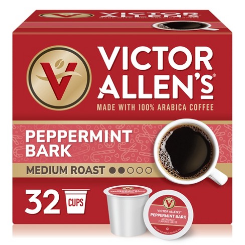 Victor Allen's Coffee Peppermint Bark Flavored, Medium Roast, 32 Count, Single Serve Coffee Pods for Keurig K-Cup Brewers - image 1 of 4