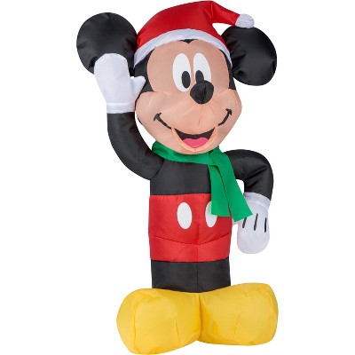 Gemmy Airdorable Christmas Airblown Inflatable Mickey Mouse in Santa Hat Disney,  Tall, black