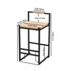 FONTOI 2PCS Hand Weave Counter Stools with Back&Footrests, Counter Height Bar Stools for Living Room Kitchen Island, Brown&Black, 14.96"*31.5"*15.35" - 3 of 4